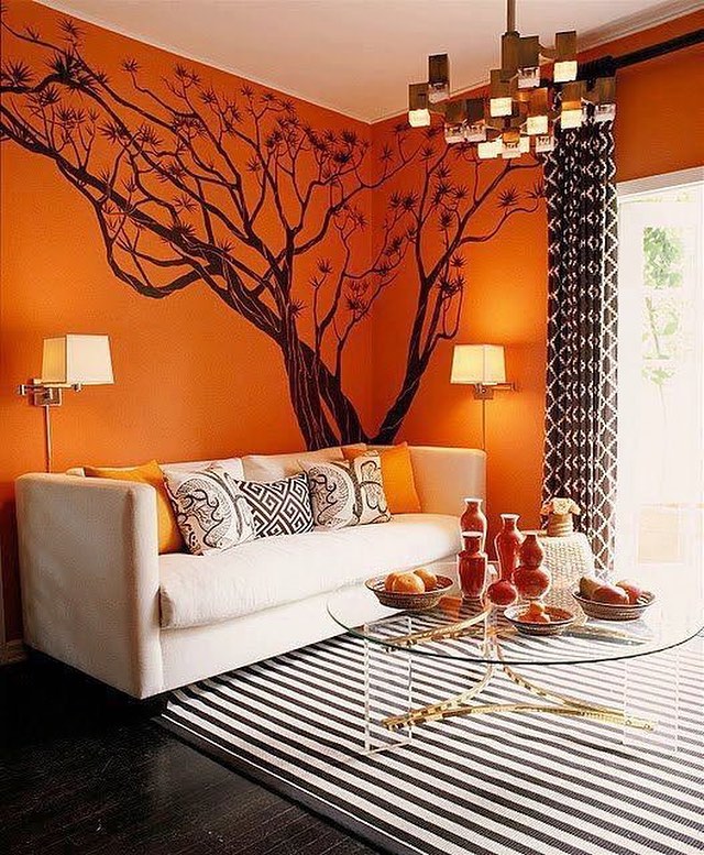 decoracion de salas naranjas