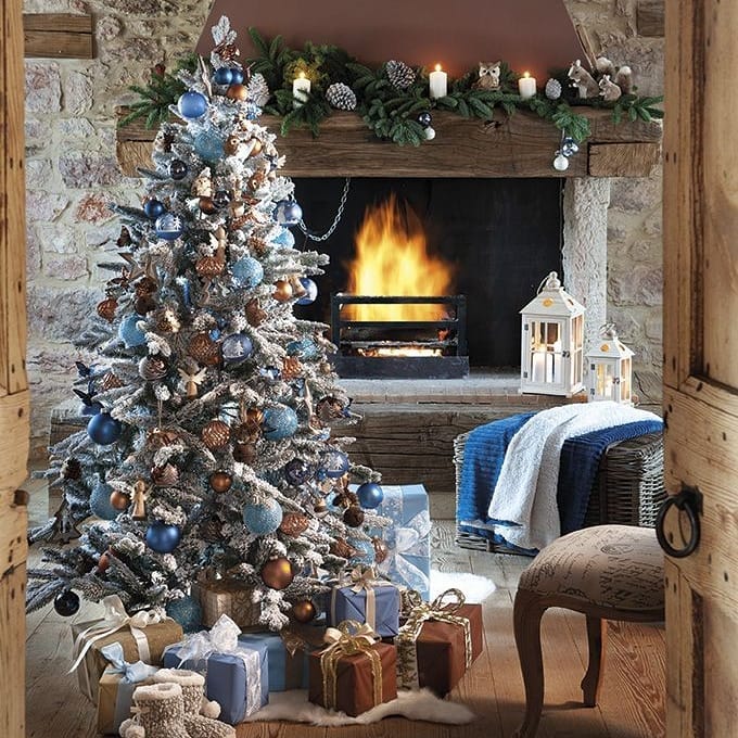 decoracion navideña azul