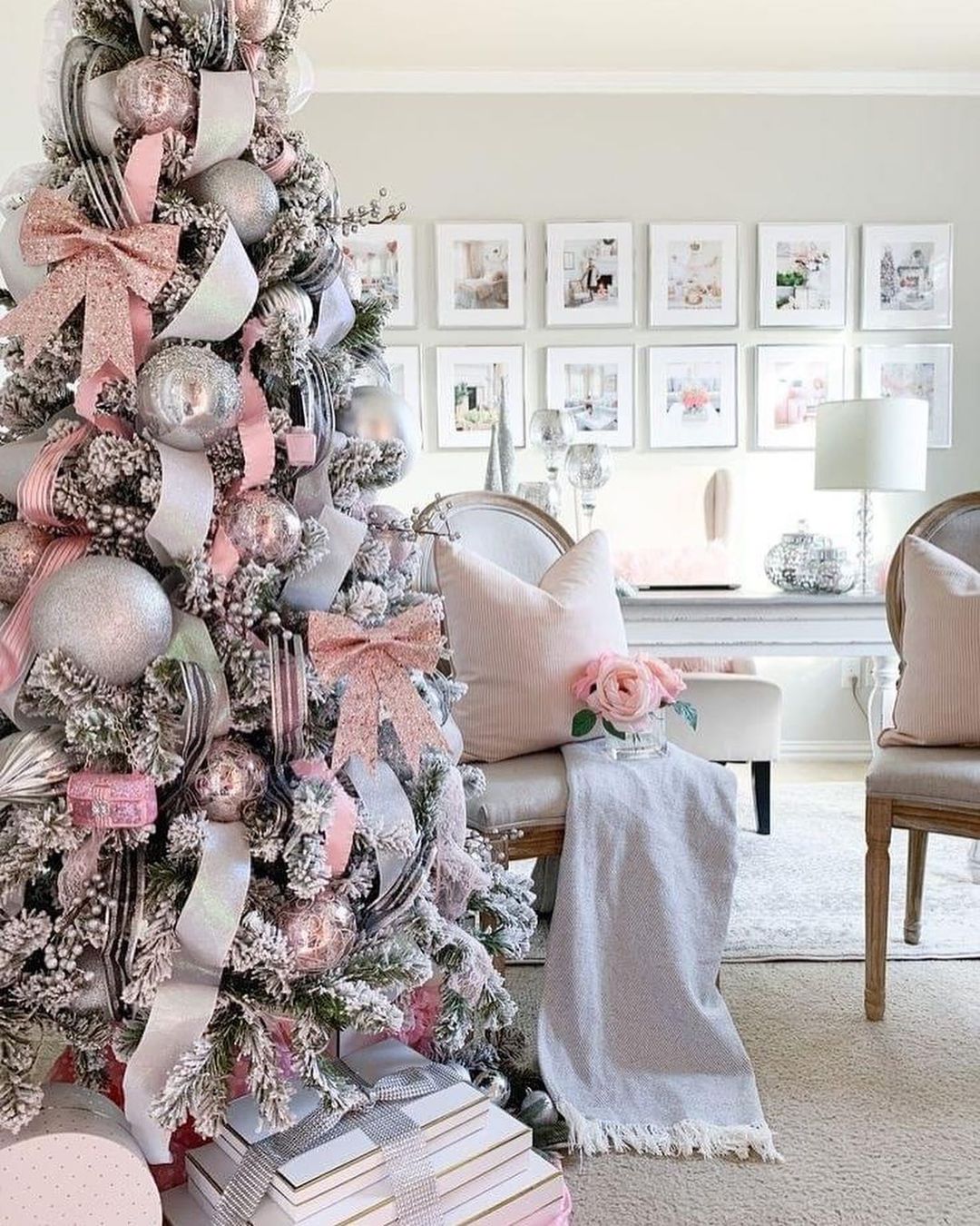 decoracion navideña rosa