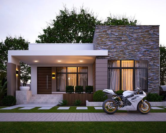 diseños de casas modernas con piedra